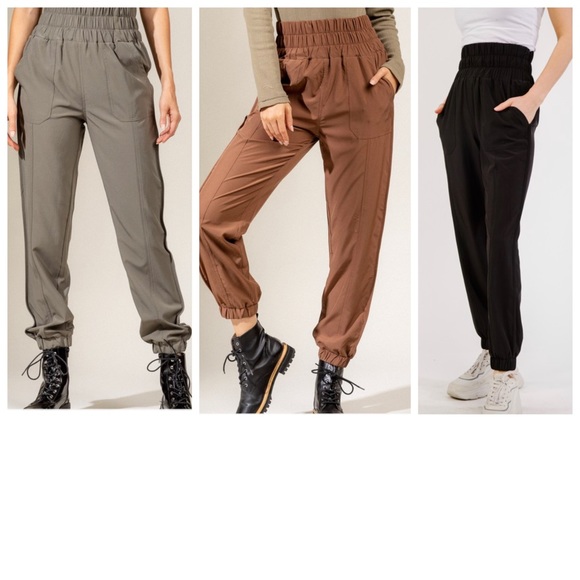 Best Seller! Smocked High waisted Joggers - Picture 8 of 11